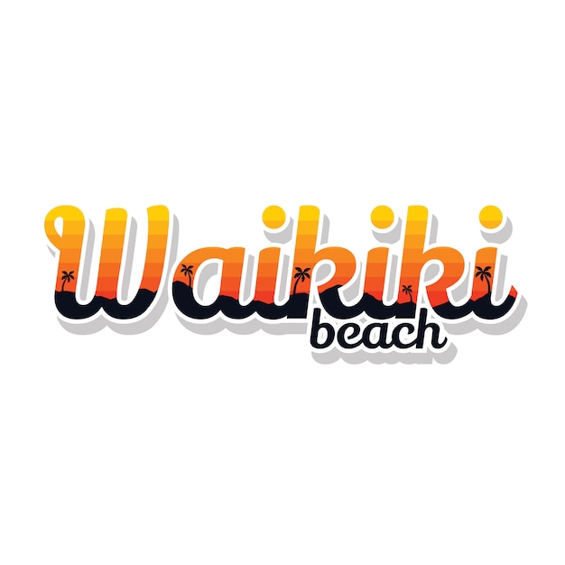 Summer holidays waikiki beach sign symbol vector art