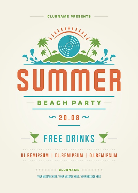 Summer Holydays Beach Party Typography Poster 