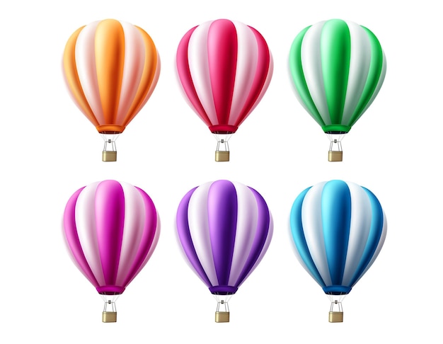 Summer hot air balloons vector set design Hot air balloon summer elements collection for tour