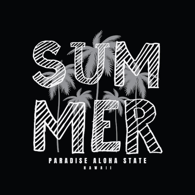 Summer illustration typography perfect for t shirt design