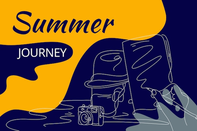 Summer Journey Flat Illustration abstract background line art Sales promotion material