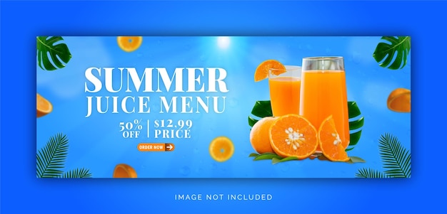 Summer juice menu ad concept social media banner Instagram post template