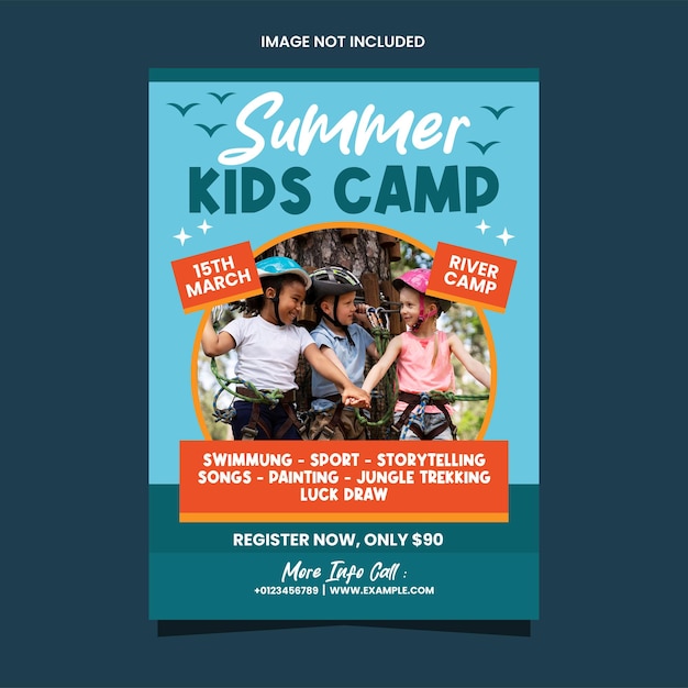 Vector summer kids camp flyer or poster template design