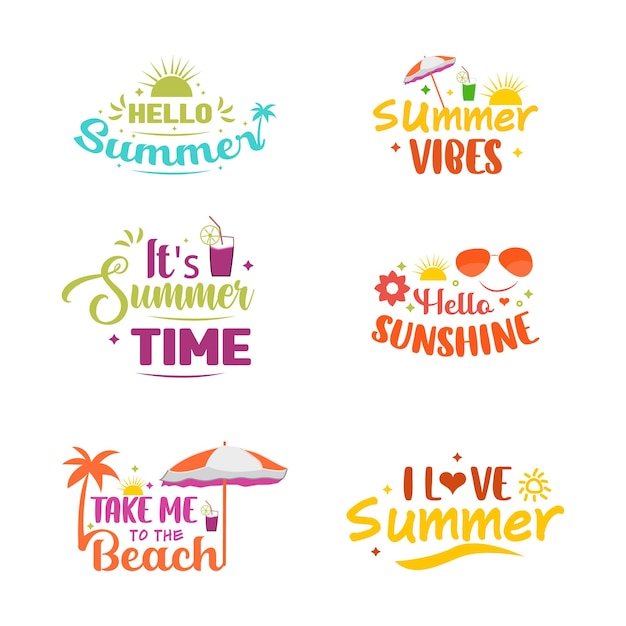 Summer label set template design vector