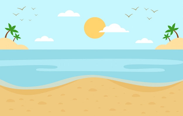 Summer landscape in flat design. Minimalistic picture.