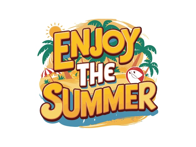 summer lettering and text vector