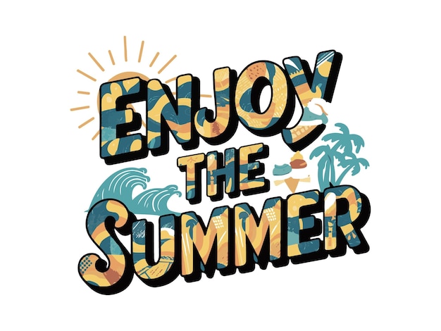 summer lettering and text vector