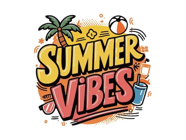 summer lettering and text vector