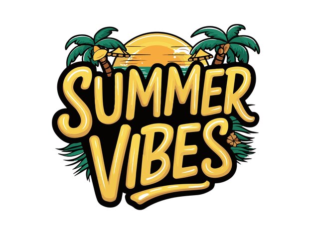 summer lettering and text vector