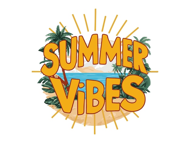 summer lettering and text vector