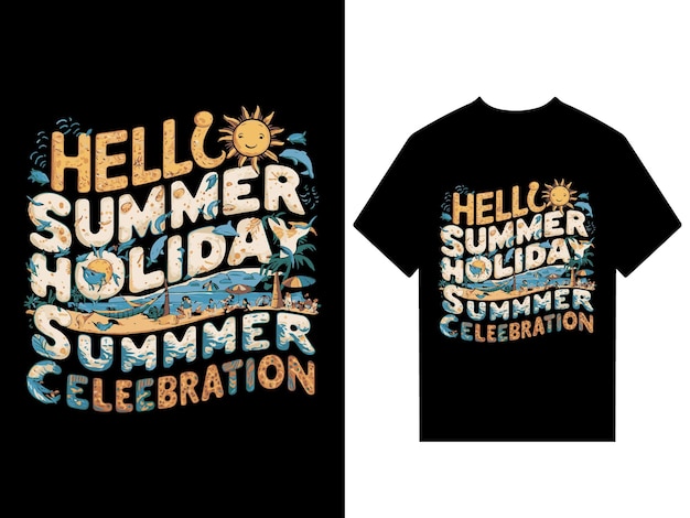 summer lettering and text vector