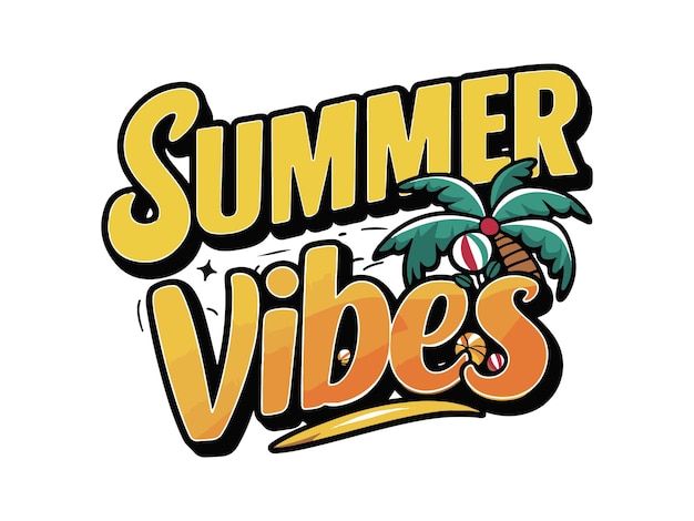 summer lettering and text vector