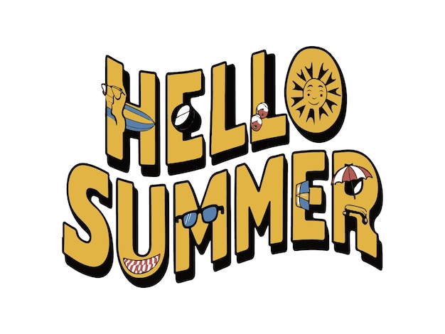 summer lettering and text vector