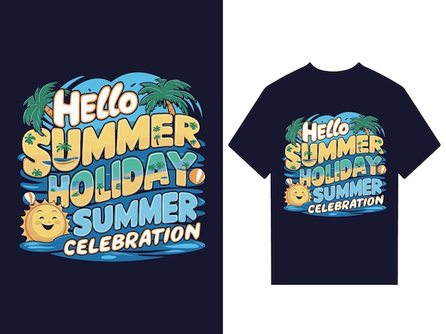 summer lettering and text vector