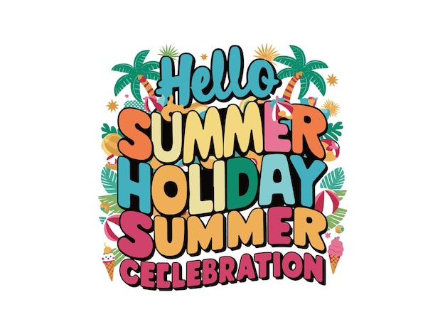 summer lettering and text vector