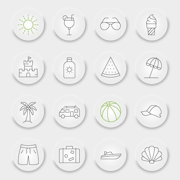 Summer line icon set