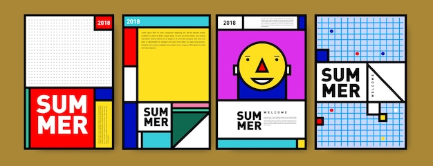 Summer memphis minimalist poster set