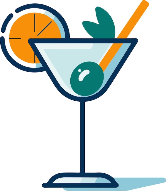 summer minimalistic flat vector cocktail illustration on a white background isolated