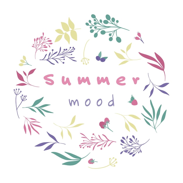 Summer mood elements for greeting cards and decorations