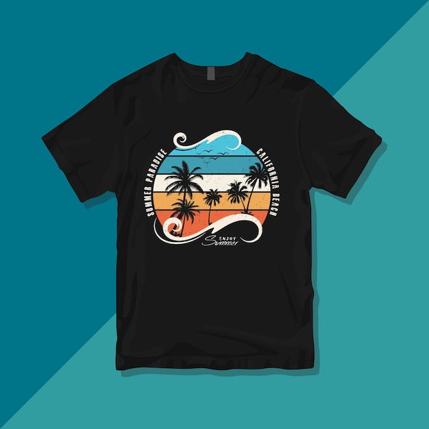 Summer Paradise California beach enjoy summer, Premium vector, Summer Vintage T-shirt Design