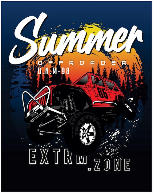 summer paradise off road, vector car illustration design