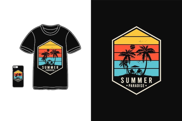 Summer paradise,t-shirt merchandise silhouette retro style