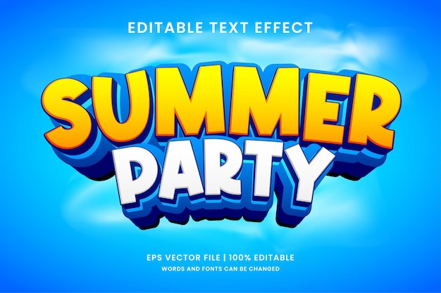 Summer party 3d editable text effect vacation style