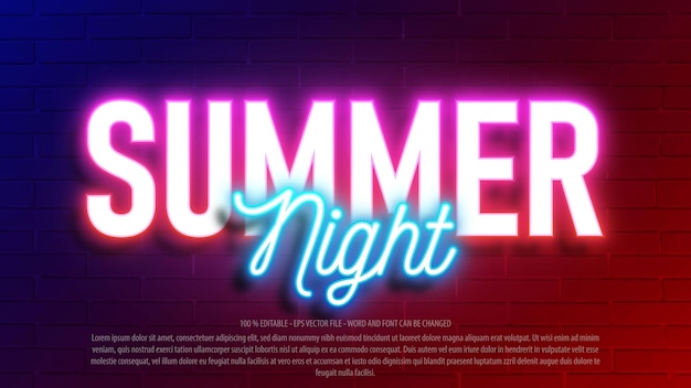 Summer party 3d neon style text effect