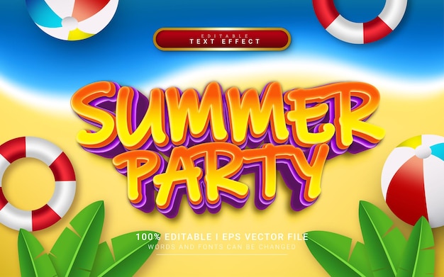 Summer party 3d style text effect background