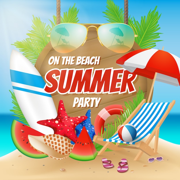 Summer party on the beach poster 