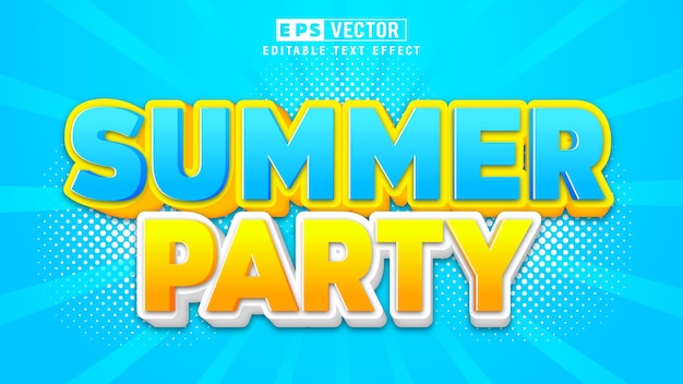 Summer party editable 3d editable text effect with background