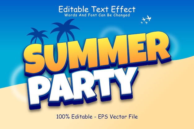 Summer Party Editable Text Effect 3 Dimension Emboss Cartoon Style