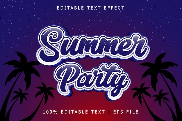 Summer Party Editable Text Effect 3 Dimension Emboss Modern Style