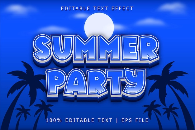 Summer Party Editable Text Effect 3 Dimension Emboss Modern Style