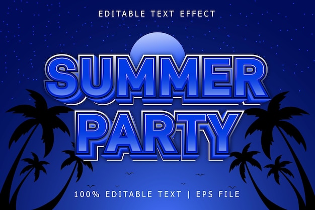 Summer Party Editable Text Effect 3 Dimension Emboss Modern Style