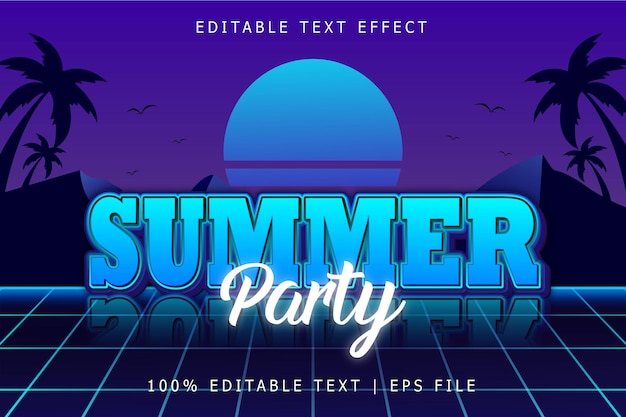 Summer Party Editable Text Effect 3 Dimension Emboss Retro Style