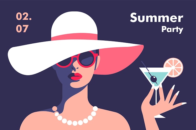 Summer party poster design template Minimalistic style