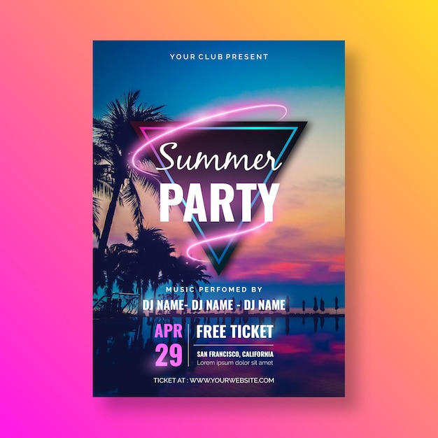 Summer party poster template with image