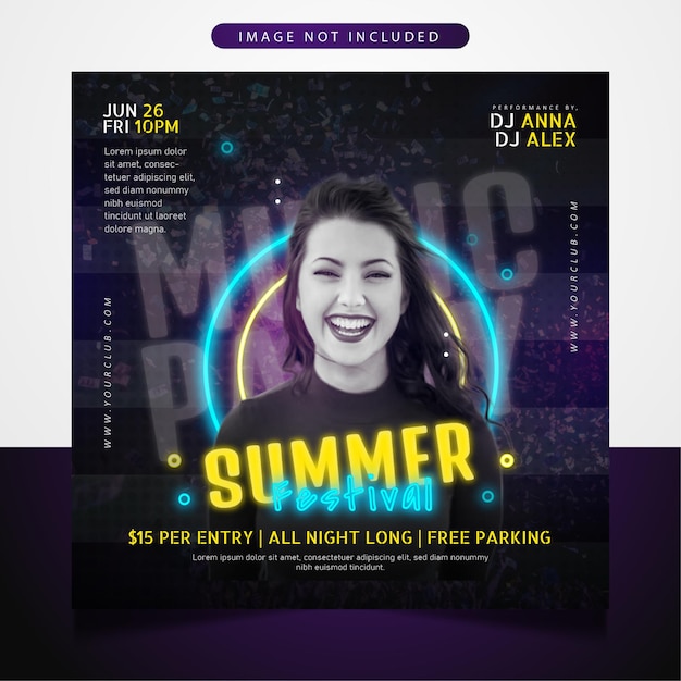 Summer party social media post banner template