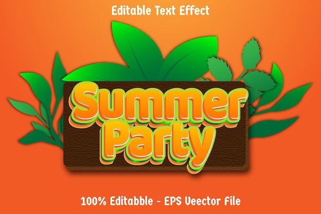 SUMMER PARTY Text Effect 3 D Emboss Gradient style Design