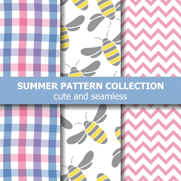 Summer pattern collection. Bees theme.