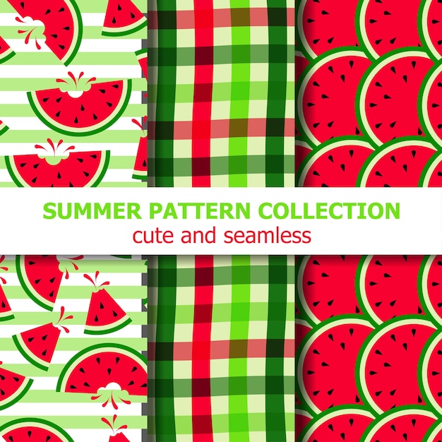 Summer pattern collection Watermelon theme Summer banner Vector