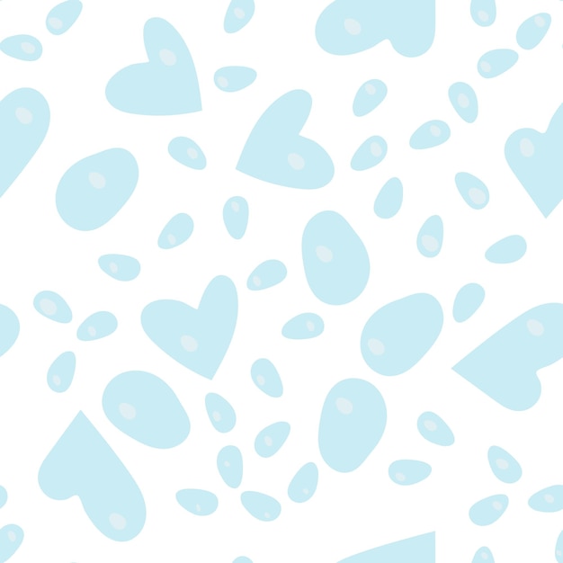 summer pattern with water droplets in the shape of hearts and circles