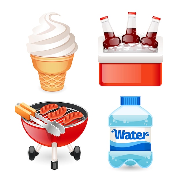 Summer Picnic Food Icons Set