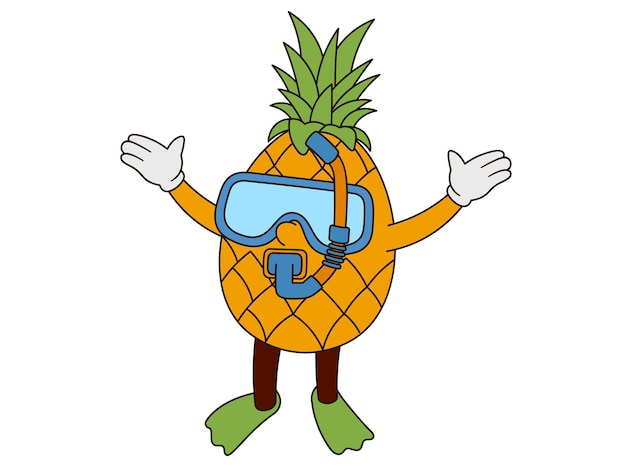 Summer Pineapple Fruit Character Illustration