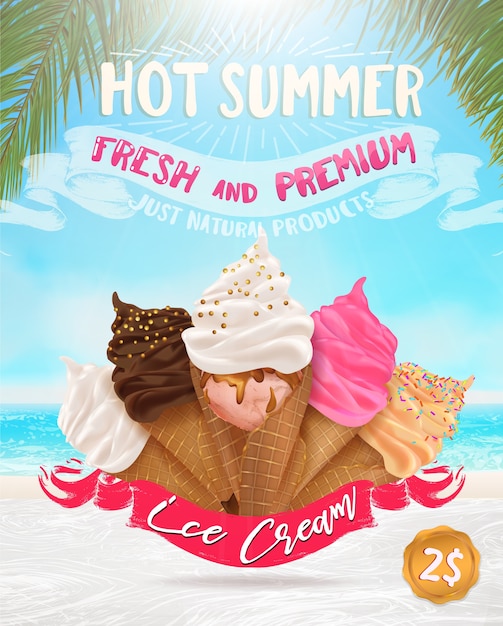 Summer poster with ice cream