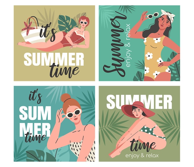 Summer posters with girls