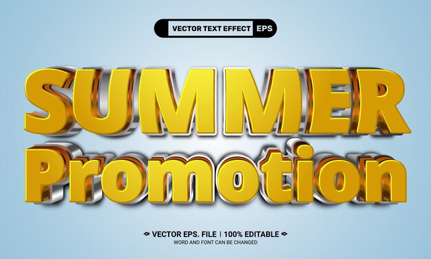 Vector summer promotion shining 3d editable vector text effect