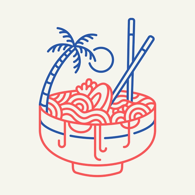 Summer Ramen 3 Monoline Illustration