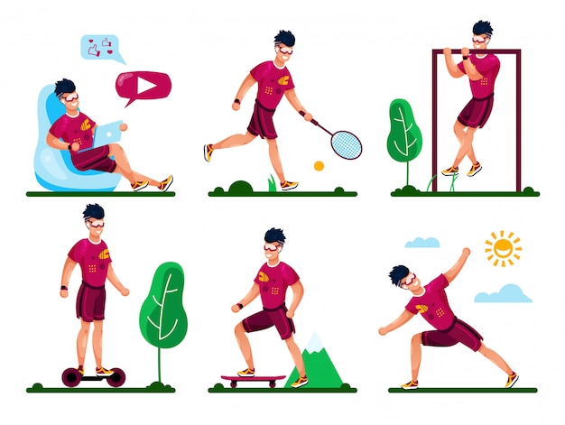 Summer Recreation Activities Flat Vector Concepts